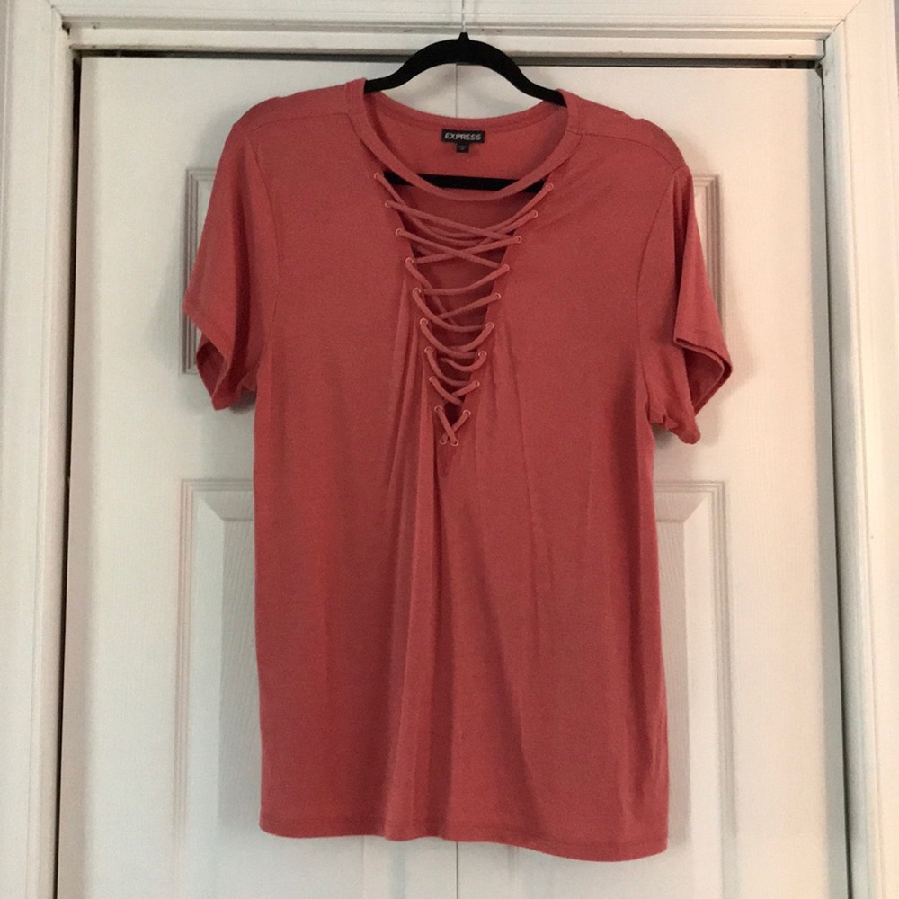 Express short sleeve lace up shirt